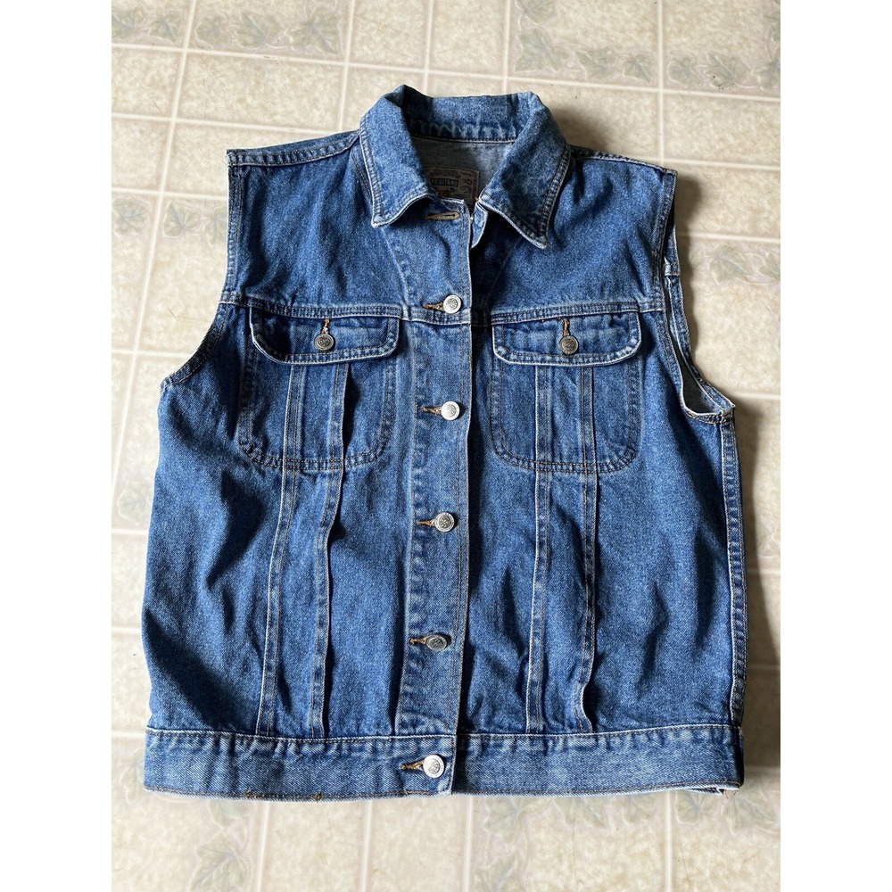Vintage 80's PS Gitano Blue Denim Vest Metal button